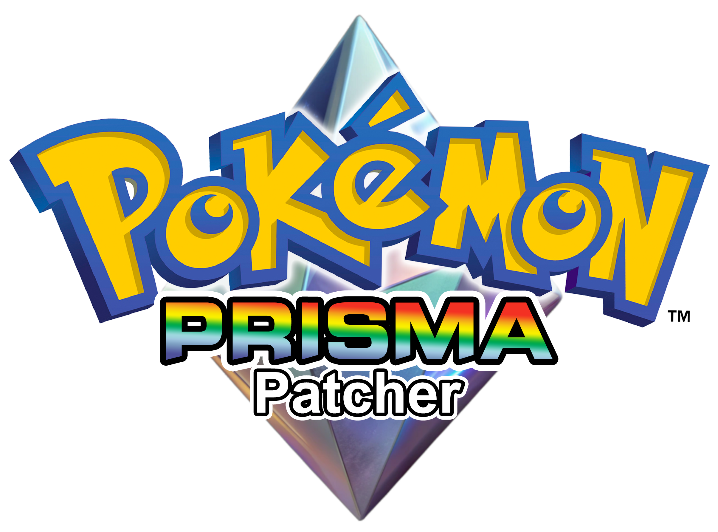 Pokémon Prisma Online-Patcher Logo - Kristall mit Pokémon Prisma Schriftzug